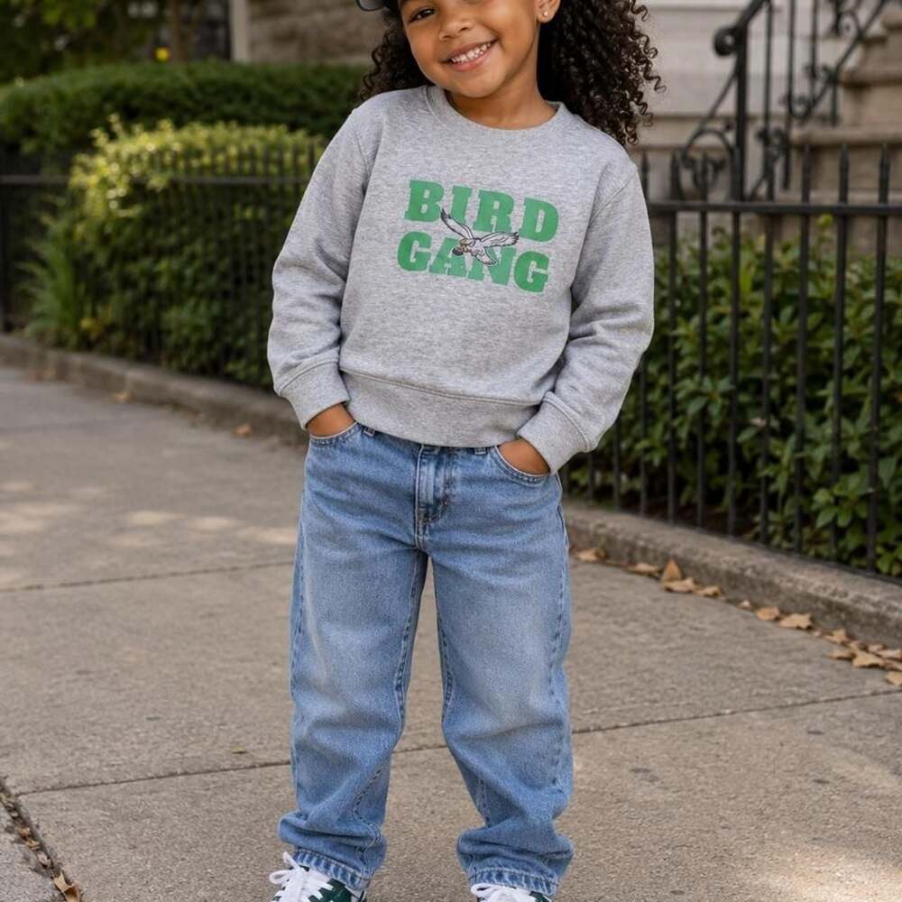 Athletic Works Bird Gang Philadelphia Eagles Cropped Crewneck Sweatshirt Youth S